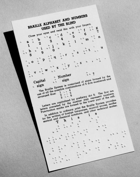 Braille Alphabet And Number Card (Model 1-04020-00)