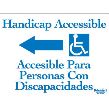 Bilingual Handicap Accessible Sign (With Arrow &amp; Access Symbol) (English/spanish) (Model 1572)
