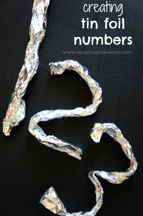 Learning about numbers and number formation using tin foil