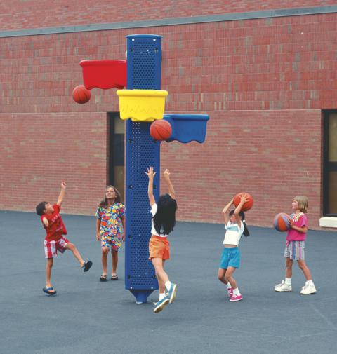 Playworld Systems Triple Shootout Hoops Game, 10 ft, Assorted Color