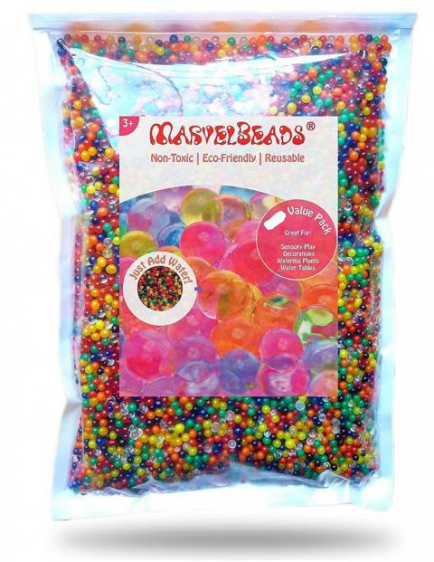 MarvelBeads Water Beads Rainbow Mix (Half Pound) for Spa Refill, Sensory Toys and Décor