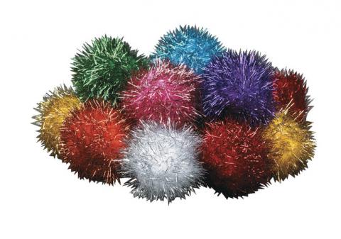 Creativity Street Glitter Pom, 1/2 in, Assorted Color, Pack of 80