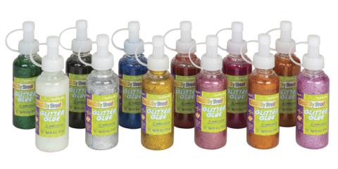 Creativity Street Non-Toxic Washable Glitter Glue, 4 oz Bottle, Assorted Color, Pack of 12
